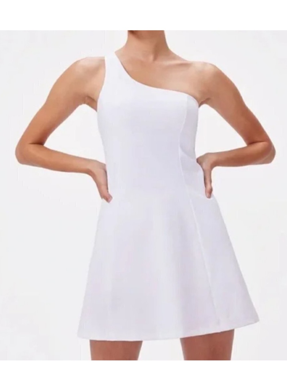Outdoor Voices One Shoulder Dress Women's L White NWT Shelf Bra Athletic,
